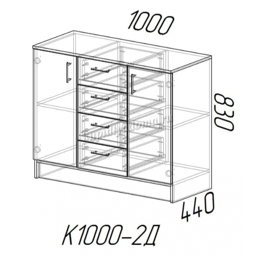 ЛДСП Комод К1000-2Д Ясень Шимо