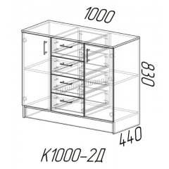 ЛДСП Комод К1000-2Д Венге-Лоредо