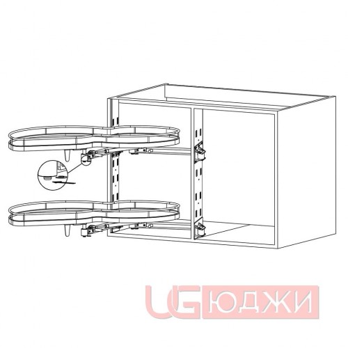 Угловой механизм - карусель 900/450 Unihopper с доводчиком, Левый