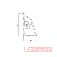 Плинтус для столешниц LB-38 3,0м 6018 (0443м,065ам, 230ам, 909т, 932м/339)