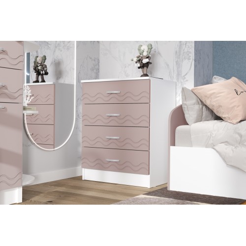 Комод Юниор-2, Шарли Pink, Белый