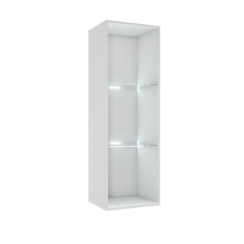 Шкаф со стеклом Флорис ШК-008, Черный глянец, Белый