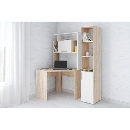 Стол компьютерный Квартет-12 с пеналом, дуб сонома/белый
