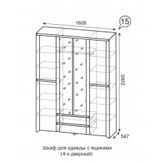 Шкаф для одежды с зеркалом Твист 15