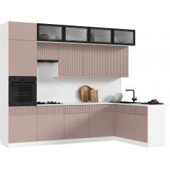 Кухня Оливия NEW 3,0х1,8м, Шарли Pink, Белый
