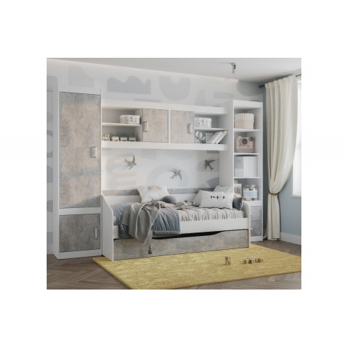 Шкаф открытый Паскаль, Белый, Цемент светлый