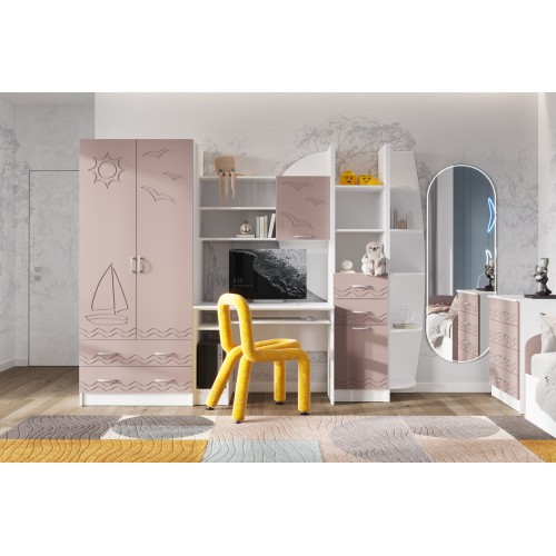 Стенка Юниор-2, Шарли Pink, Белый