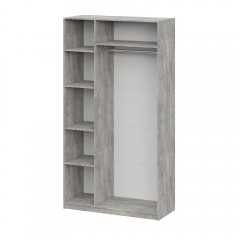 Шкаф распашной ШК 5 (1200), Цемент светлый, Белый шагрень