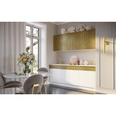 Кухня Оливия NEW 2,0м, Белый глянец холодный / Голдэн Пэлас