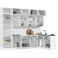 Кухня Оливия NEW 3,0х1,8м, Шарли Бриз, Белый
