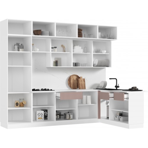 Кухня Оливия NEW 3,0х1,8м, Шарли Pink, Белый