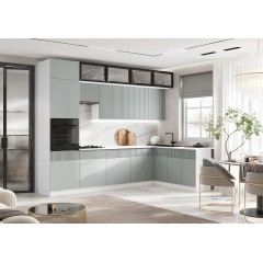 Кухня Оливия NEW 3,0х1,8м, Шарли Бриз, Белый