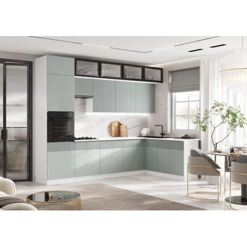 Кухня Оливия NEW 3,0х1,8м, Шарли Бриз, Белый