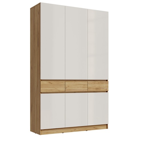 Шкаф трехстворчатый Роджина, Дуб крафт, Белый глянец