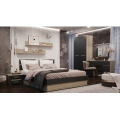 Кровать Ким с подъемным механизмом 1,4м, Графит софт, Сонома