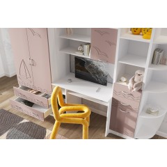 Стенка Юниор-2, Шарли Pink, Белый