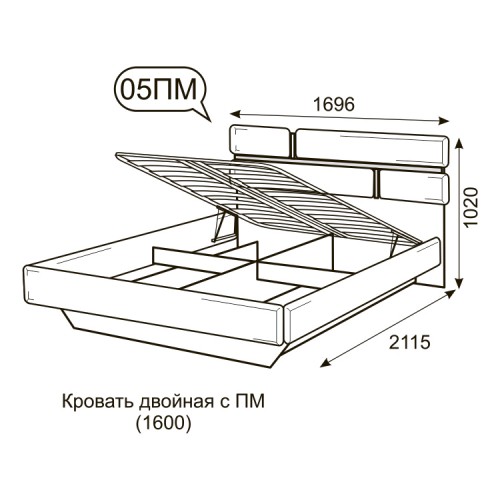 Кровать с подъемным механизмом 160х200, Палермо 05