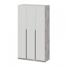 Шкаф распашной ШК 5 (1200), Цемент светлый, Белый шагрень