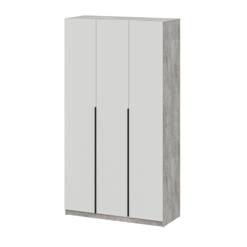 Шкаф распашной ШК 5 (1200), Цемент светлый, Белый шагрень