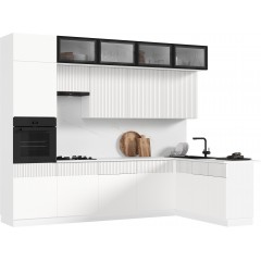 Кухня Оливия NEW 3,0х1,8м, Шарли Белый,Белый