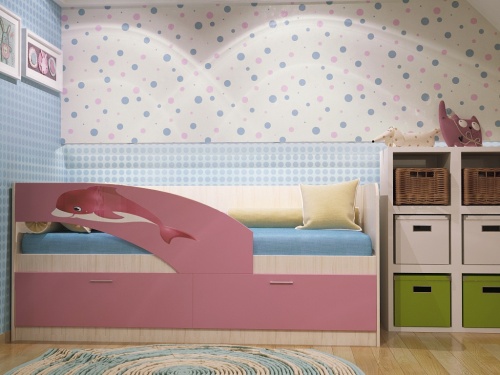 Детская кровать "Дельфин " розовый без матраса